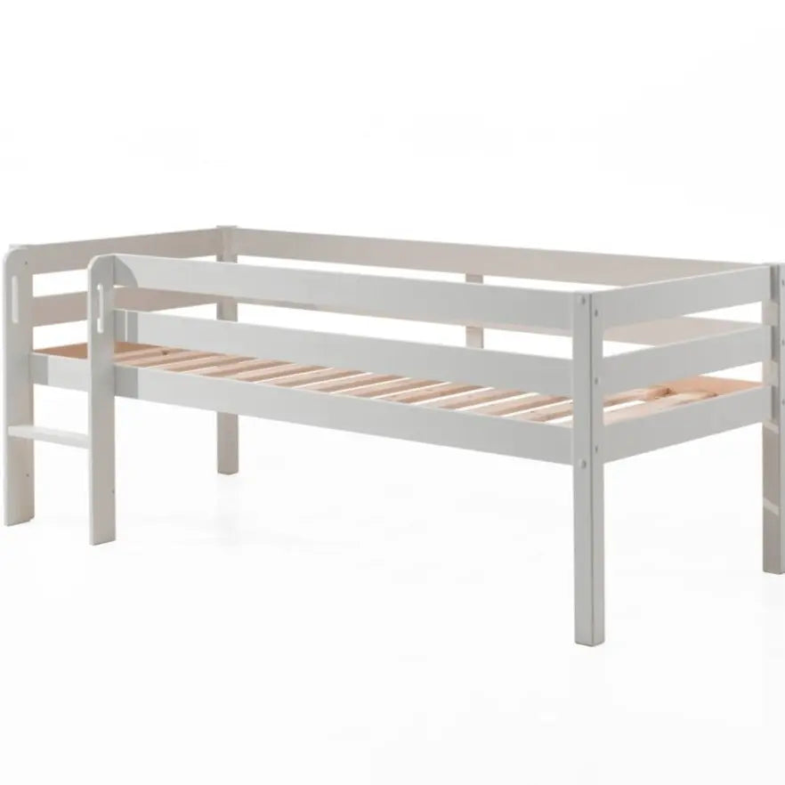 VIPACK - Lit Mi - Hauteur (H 85cm) PINO Avec Échelle 90 x 200 cm Blanc