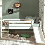 VIPACK - Lit Mi - Hauteur (H 85cm) PINO Avec Toboggan 90 x 200 cm Blanc