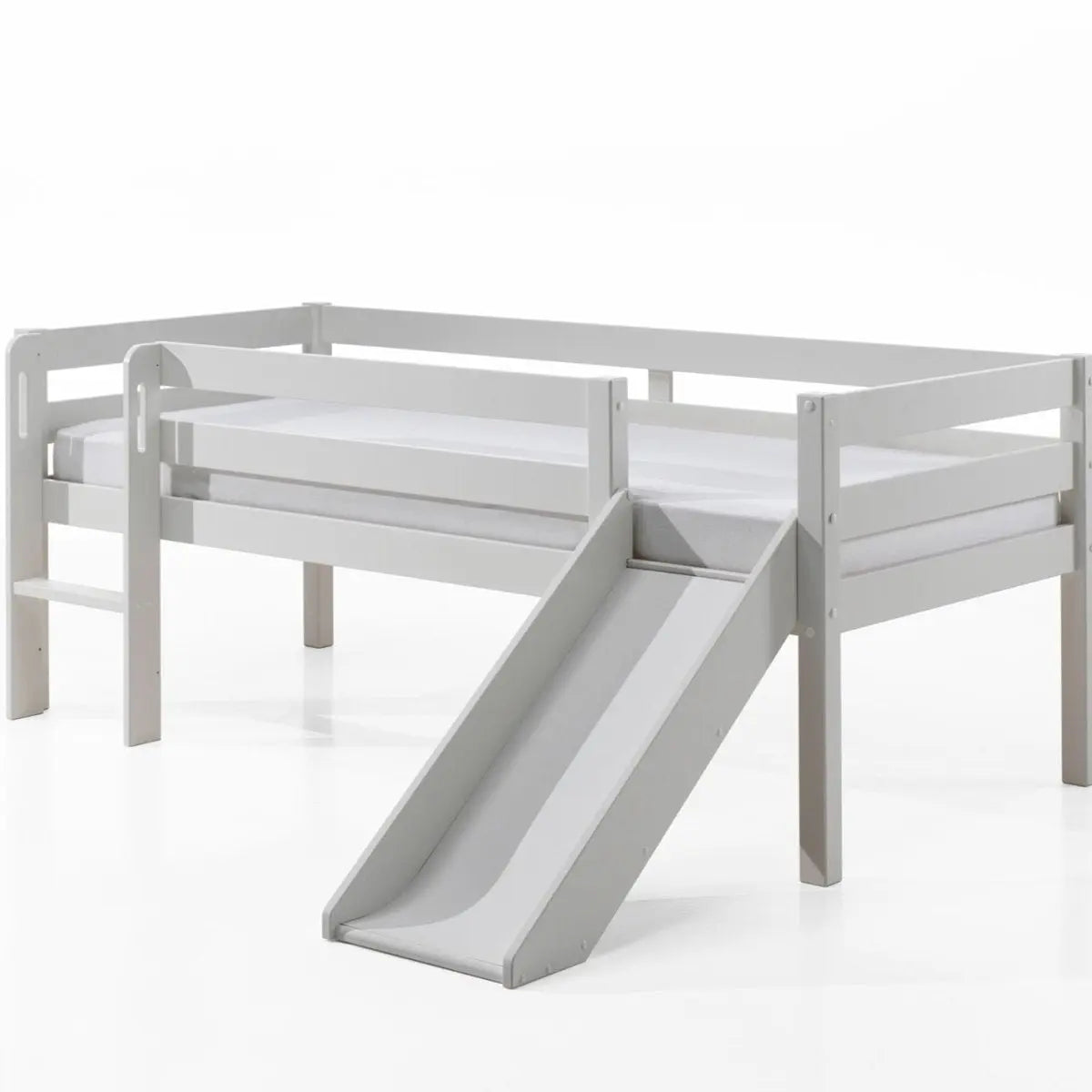 VIPACK - Lit Mi - Hauteur (H 85cm) PINO Avec Toboggan 90 x 200 cm Blanc