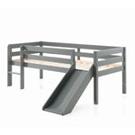 VIPACK - Lit Mi - Hauteur (H 85cm) PINO Avec Toboggan 90 x 200 cm Gris