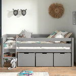 VIPACK - Lit Mi - Hauteur PINO (H 85cm) Avec Échelle 90 x 200 cm Gris