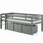 VIPACK - Lit Mi - Hauteur PINO (H 85cm) Avec Échelle 90 x 200 cm Gris