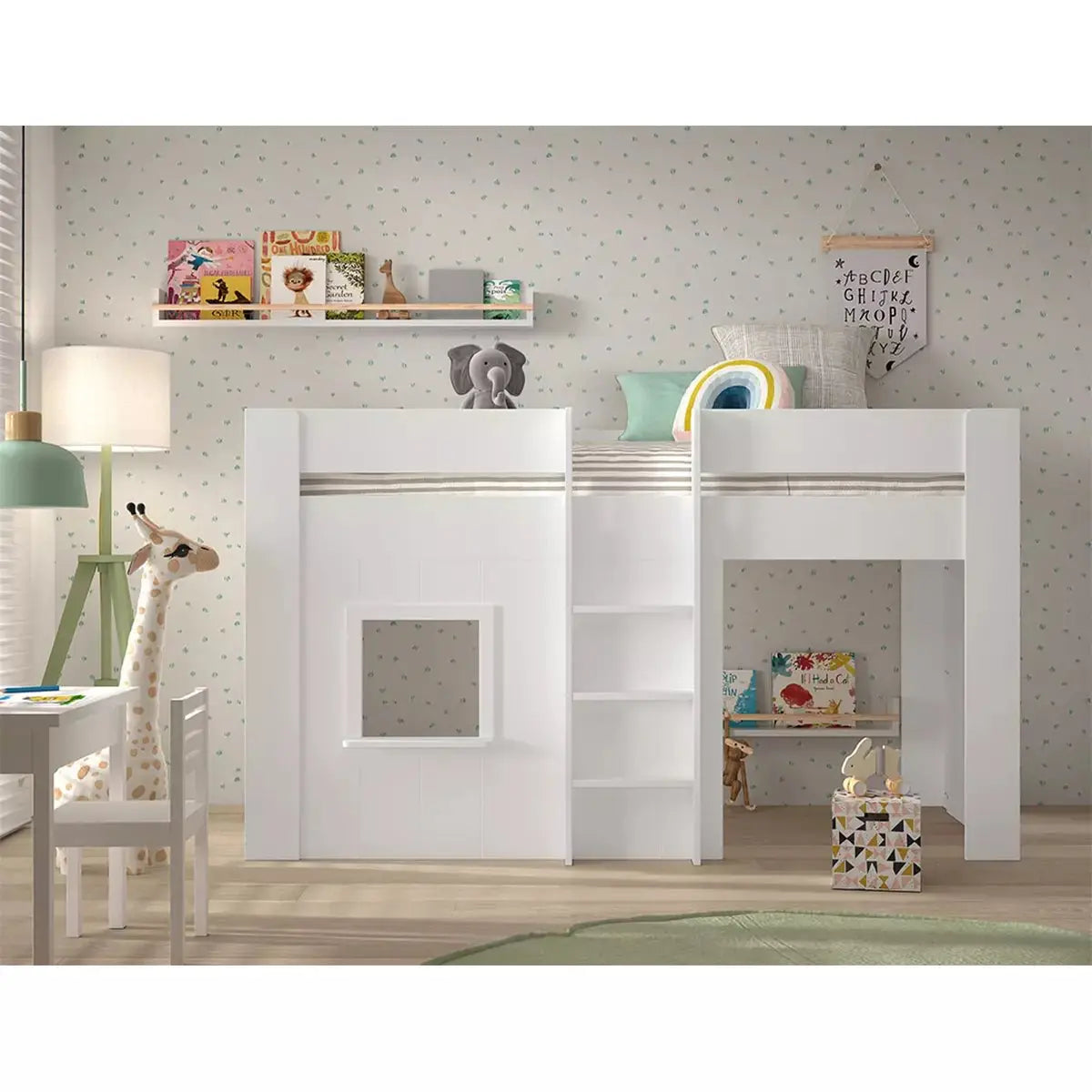 VIPACK - Lit Mi - Hauteur RENO 90x200 cm Blanc