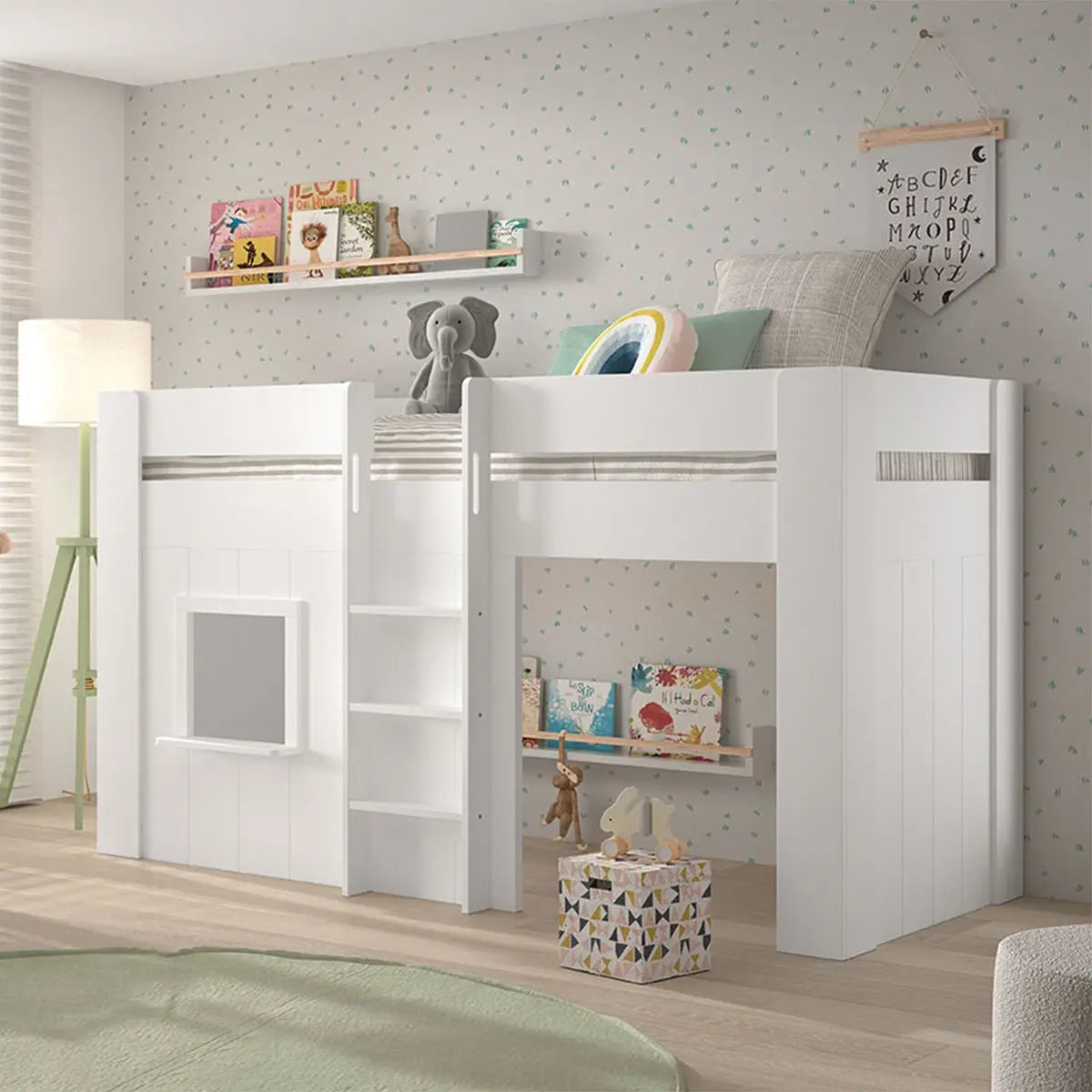 VIPACK - Lit Mi - Hauteur RENO 90x200 cm Blanc