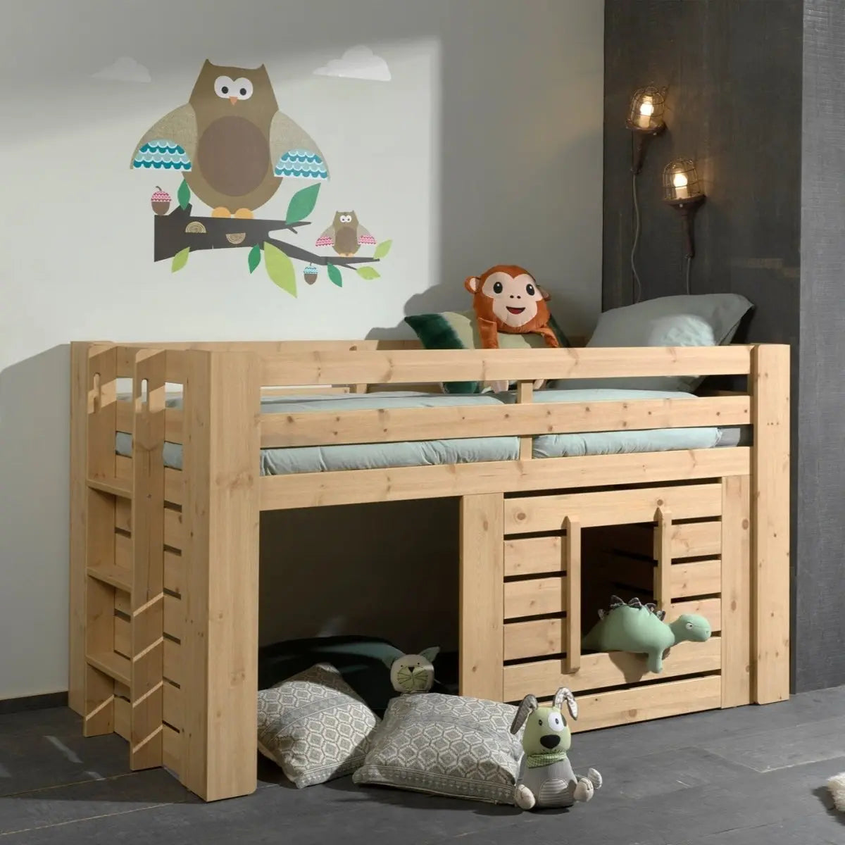 VIPACK - Lit OLIVER Mi - Hauteur - Finition Chêne 90 X 200 Cm