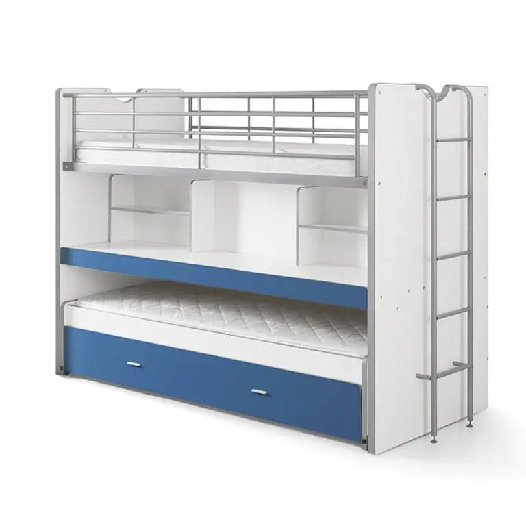 VIPACK - Lit Superposé BONNY 90 X 200 Cm Bleu