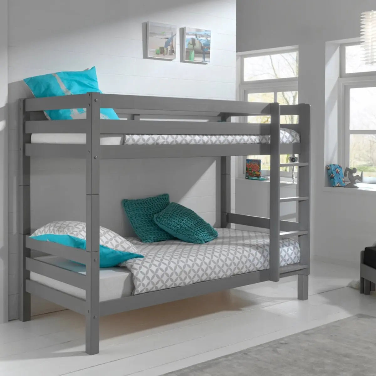 VIPACK - Lit Superposé (H 160cm) PINO 90 X 200 cm Gris