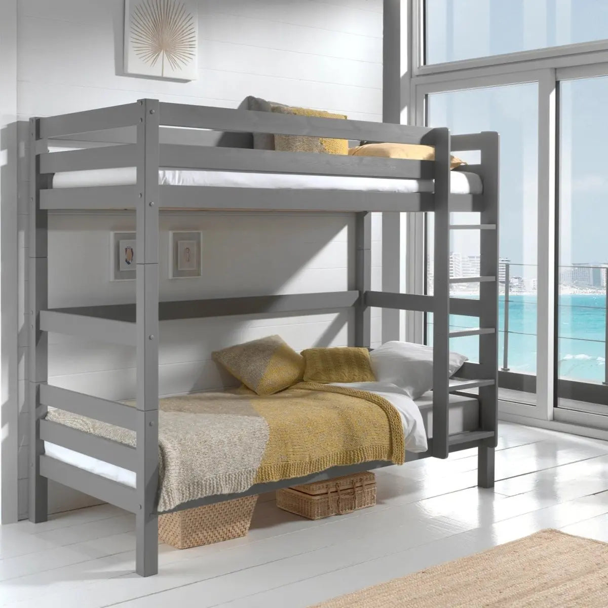 VIPACK - Lit Superposé (H 180cm) PINO 90 X 200 cm Gris