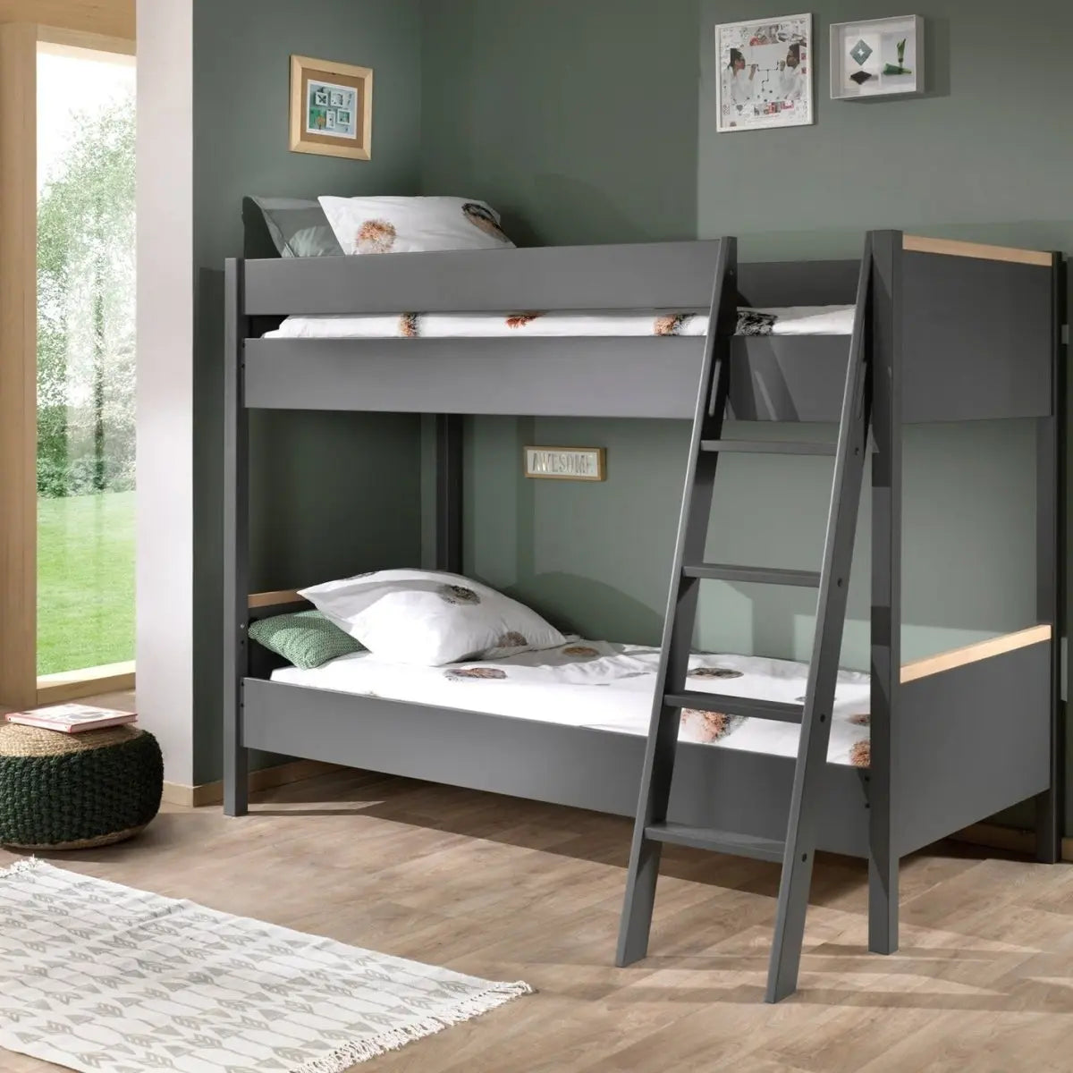 VIPACK - Lit Superposé London Anthracite 90 X 200 Cm