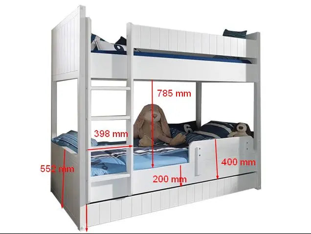 VIPACK - Lit Superposé ROBIN Blanc 90 X 200 Cm