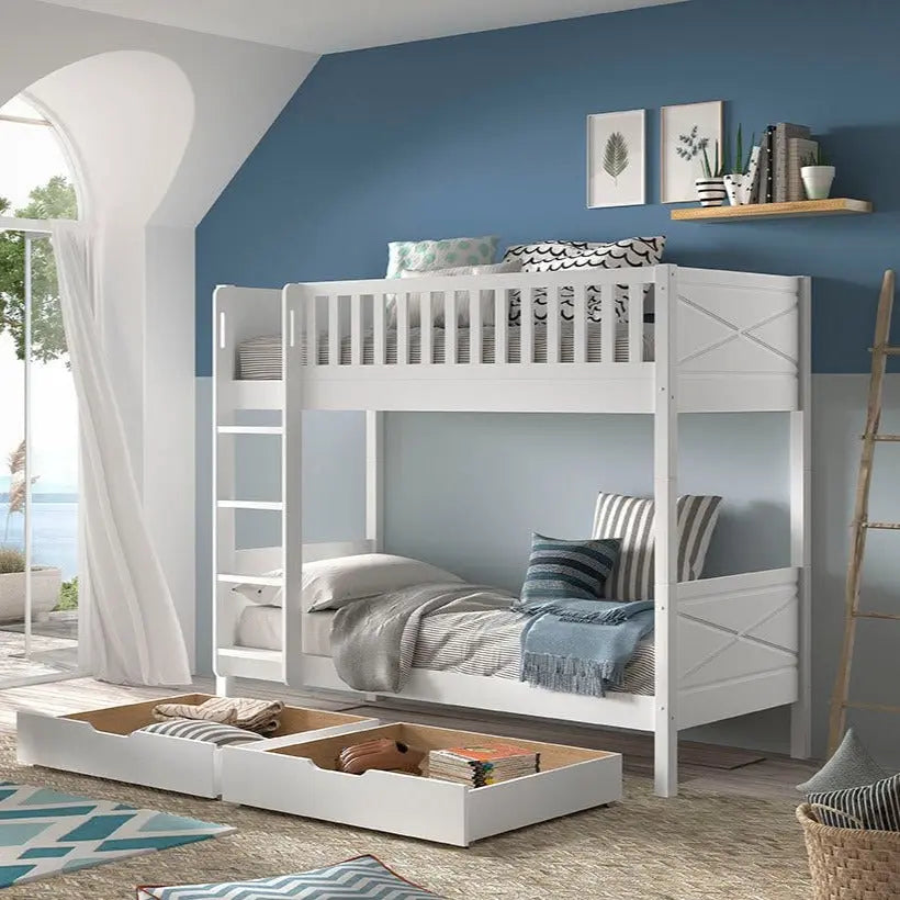 VIPACK - Lit Superposé Scott Avec Deux Tiroirs 90 X 200 Cm