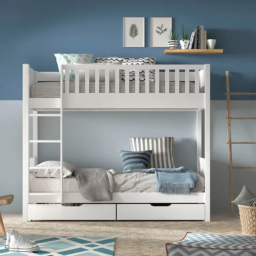 VIPACK - Lit Superposé Scott Avec Deux Tiroirs 90 X 200 Cm