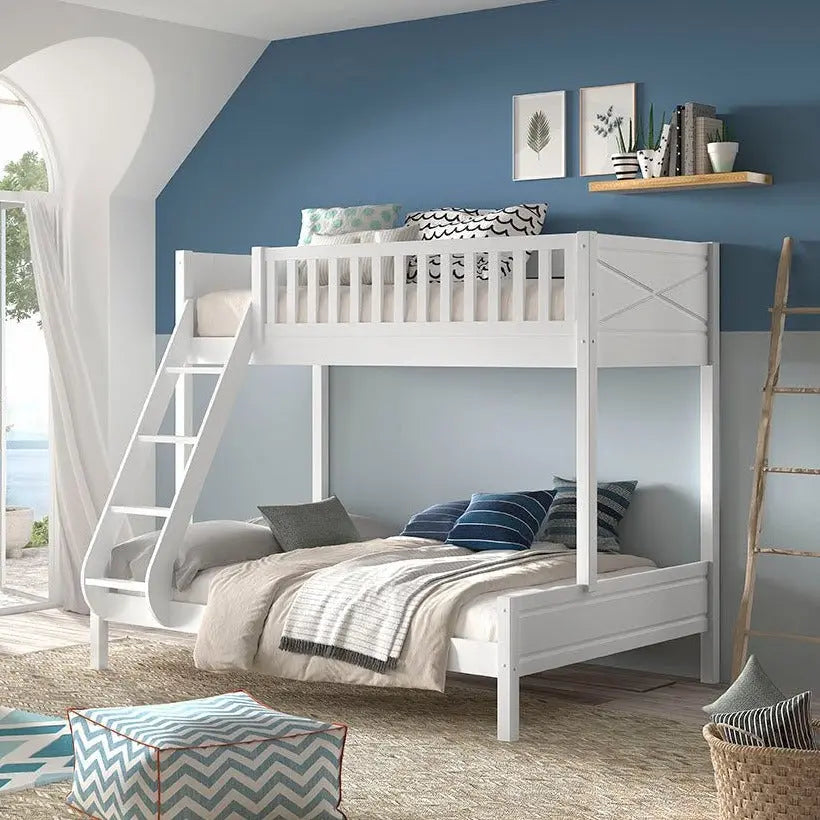 VIPACK - Lit Superposés 3 Places Avec 2 Tiroirs