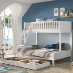 VIPACK - Lit Superposés 3 Places Avec 2 Tiroirs