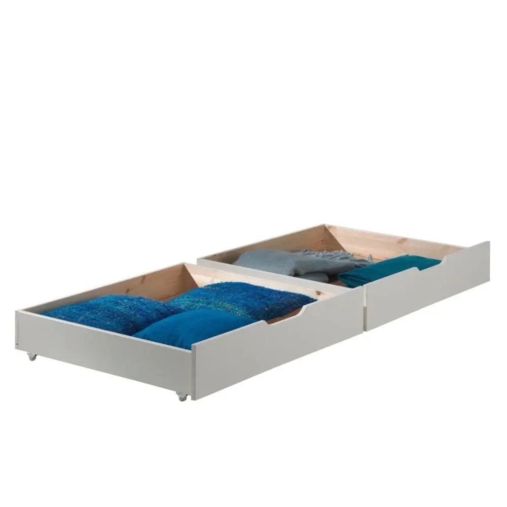 VIPACK - Lit Superposés 3 Places Avec 2 Tiroirs