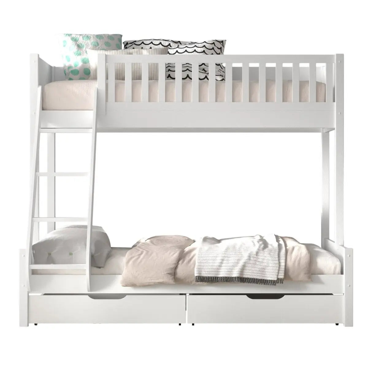 VIPACK - Lit Superposés 3 Places Avec 2 Tiroirs