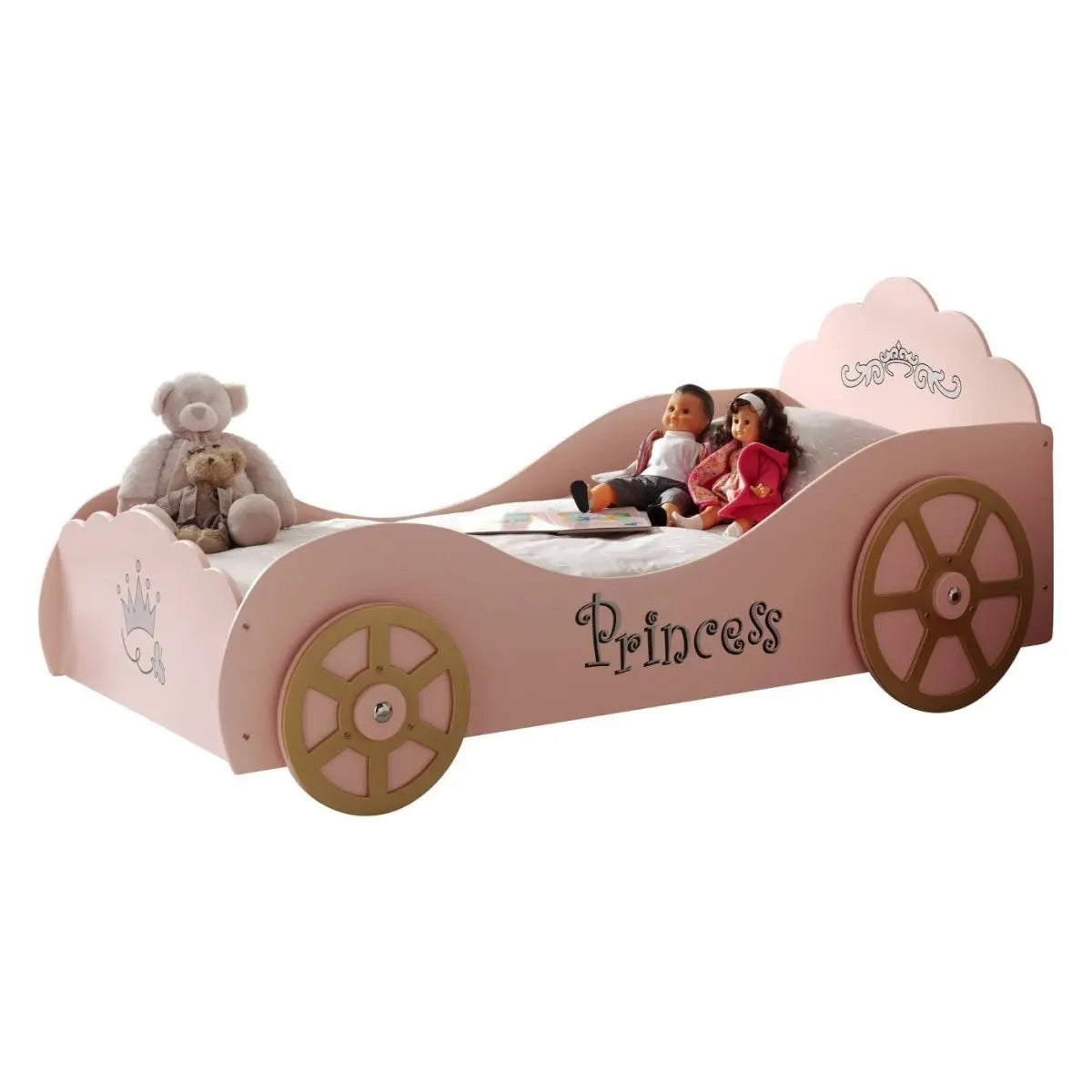 VIPACK - Lit Voiture Princess Pinky Avec Matelas 90 X 200 Cm