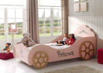 VIPACK - Lit Voiture Princess Pinky Avec Matelas 90 X 200 Cm
