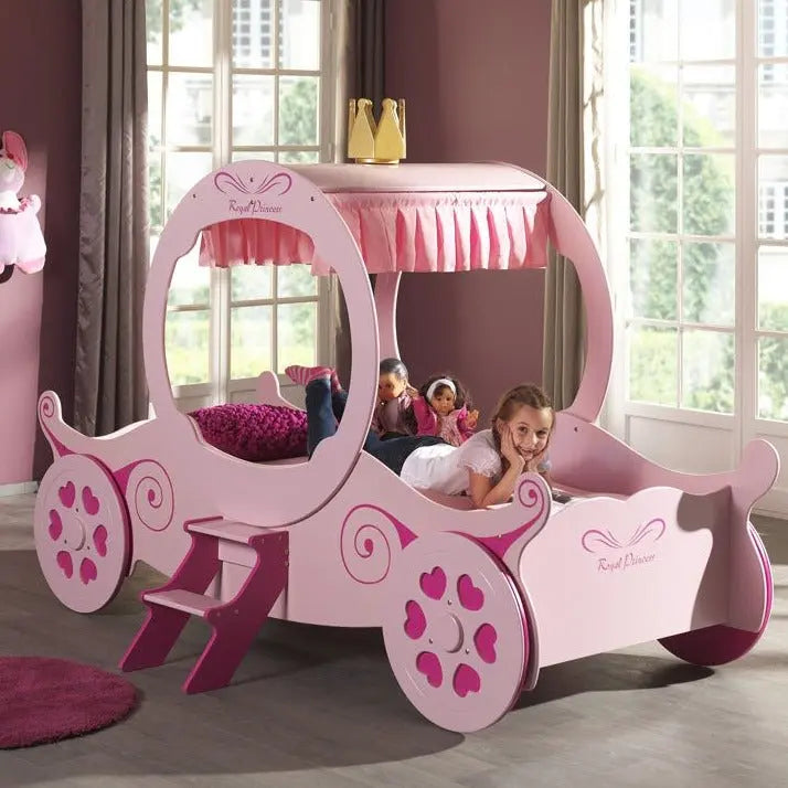 VIPACK - Lit Voiture Royale Princesse Avec Matelas 90 X 200 Cm