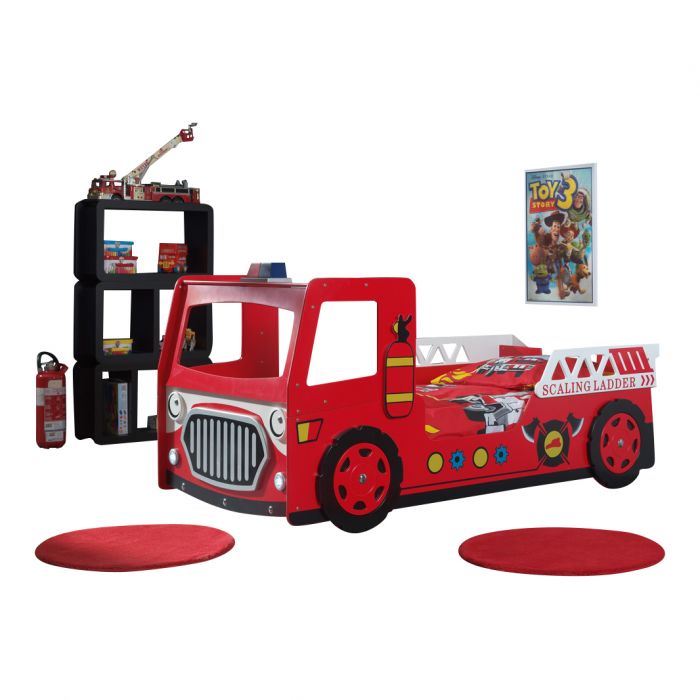 VIPACK - Lit Pompier 90 X 200 Cm Rouge