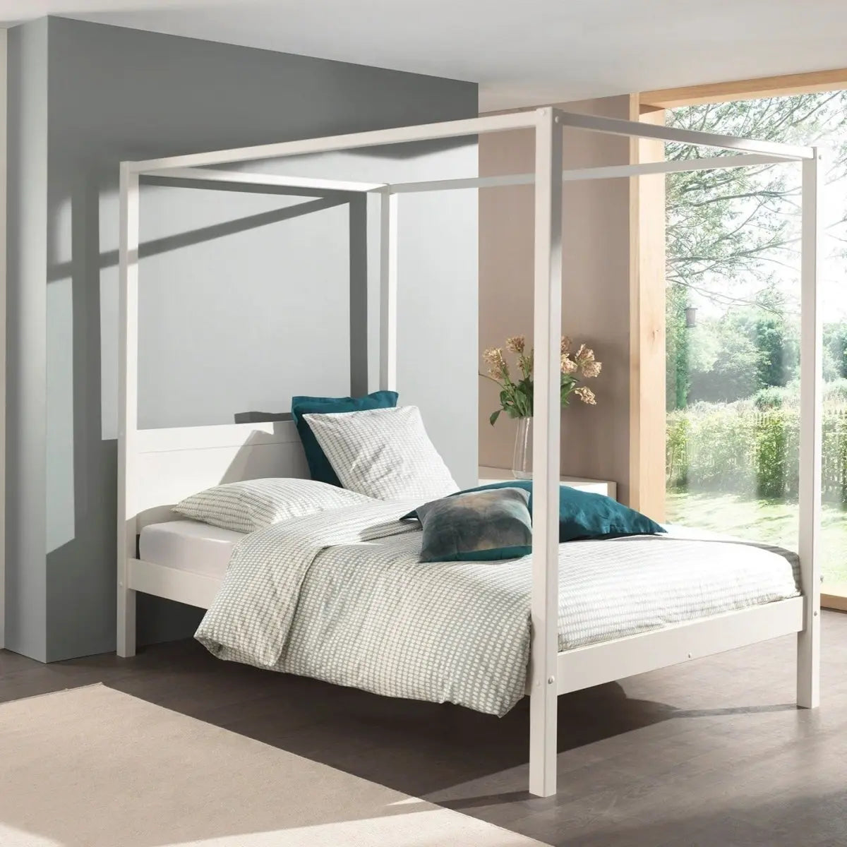 VIPACK - PINO Lit À Baldaquin 140 x 200 cm Blanc