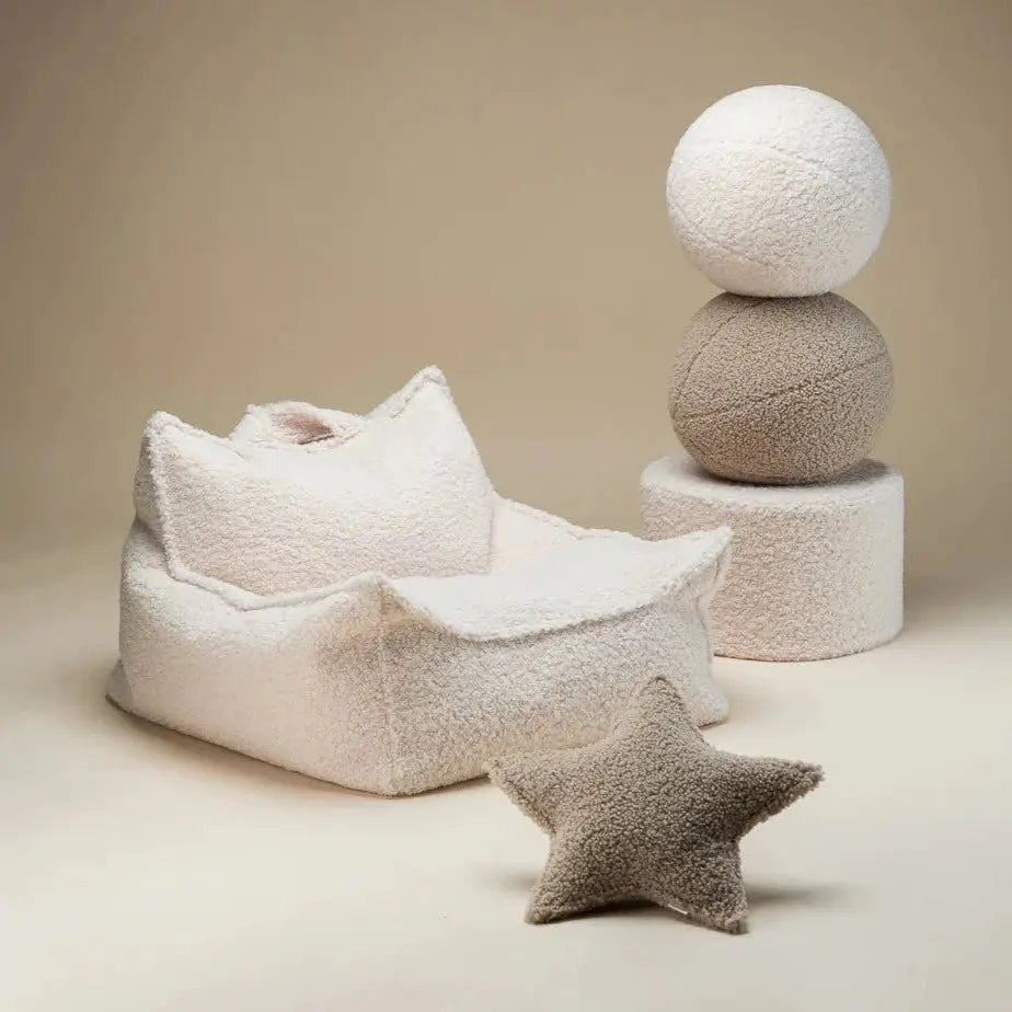 WIGIWAMA - Fauteuil Pouf Blanc Crème Molletonné