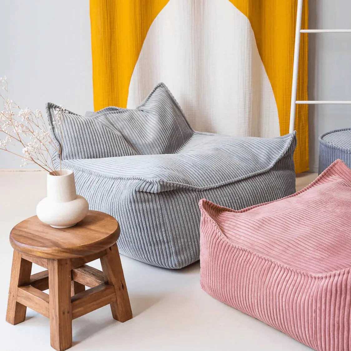 WIGIWAMA - Fauteuil Pouf Menthe Poivrée - Velours Côtelé