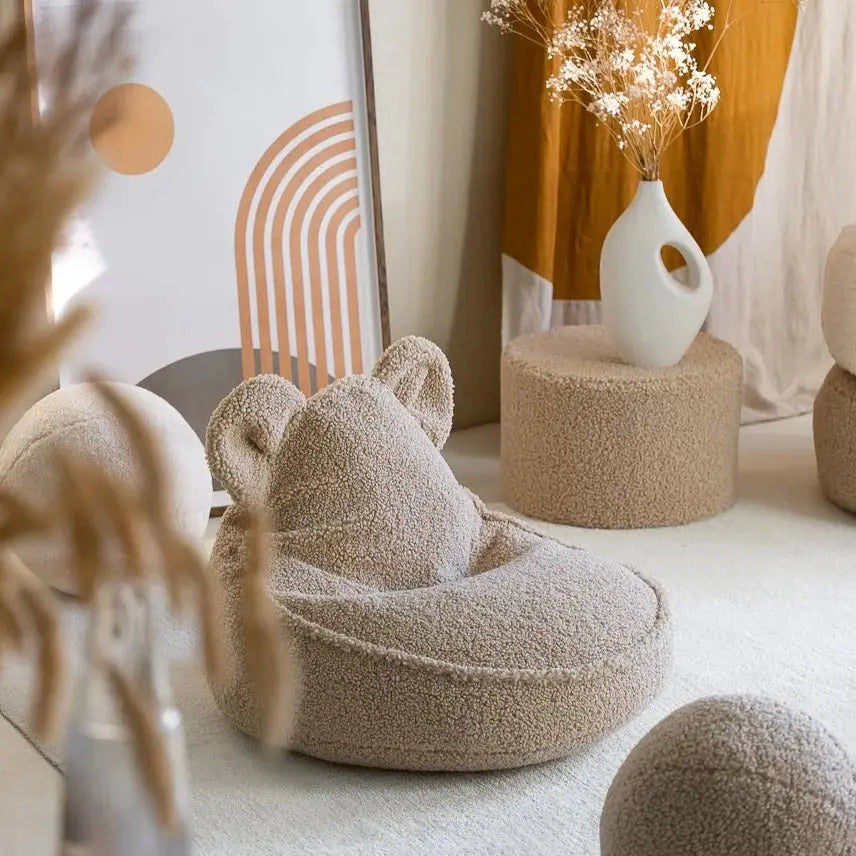 WIGIWAMA - Pouf Ours Biscuit Molletonné