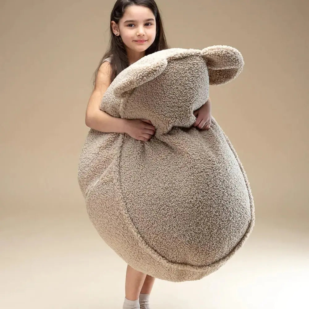 WIGIWAMA - Pouf Ours Biscuit Molletonné