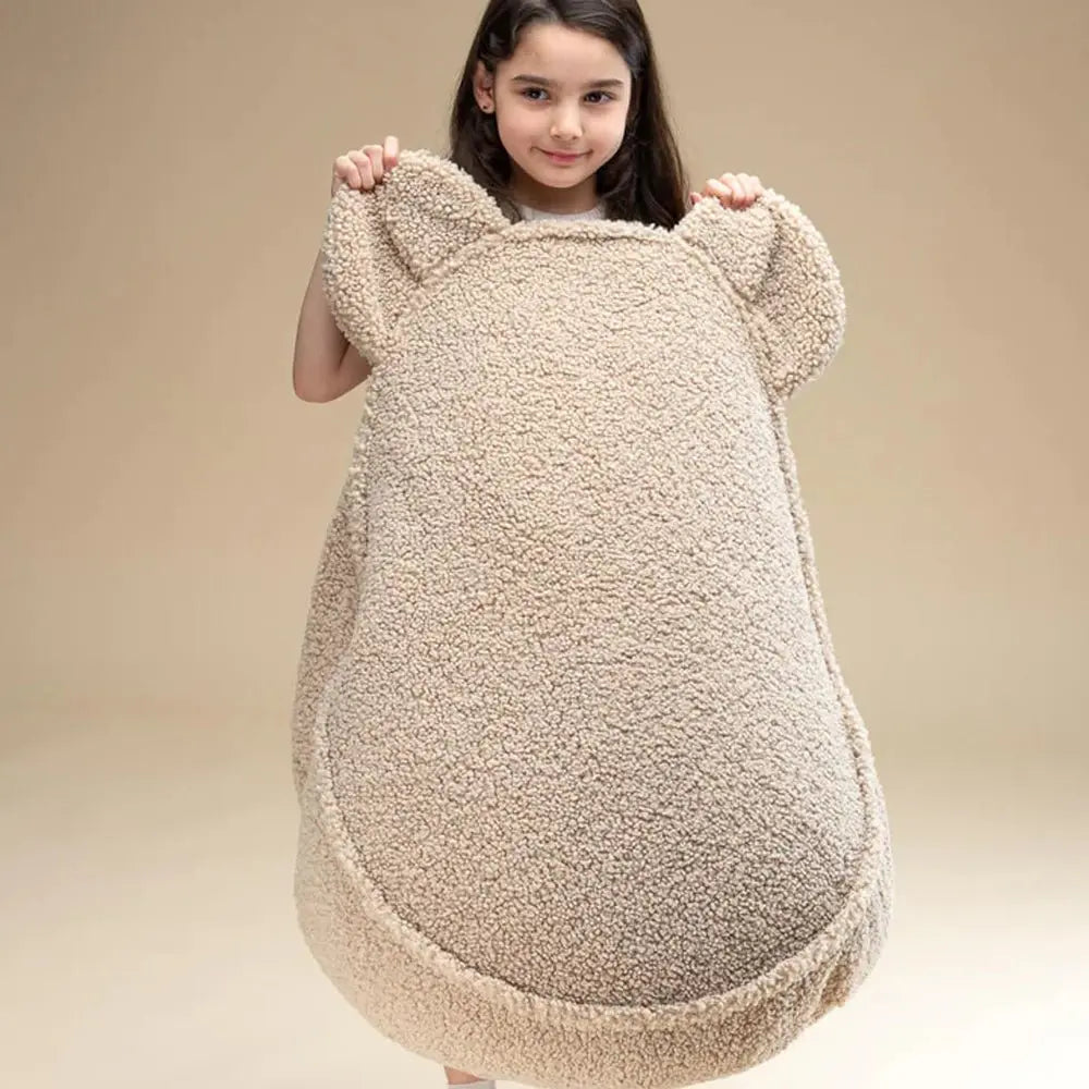 WIGIWAMA - Pouf Ours Biscuit Molletonné